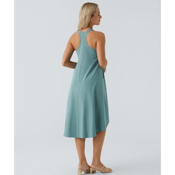 $55 Halara Backless Racerback Side Pocket High Low Flowy Midi Quick Dry Casual D - Picture 2 of 7